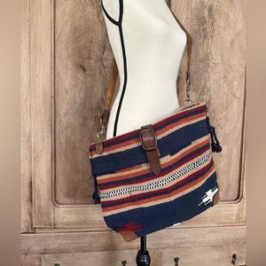 MCFADIN WOOL AND LEATHER HANDMADE ADJUSTABLE CROSSBODY BAG/PURSE